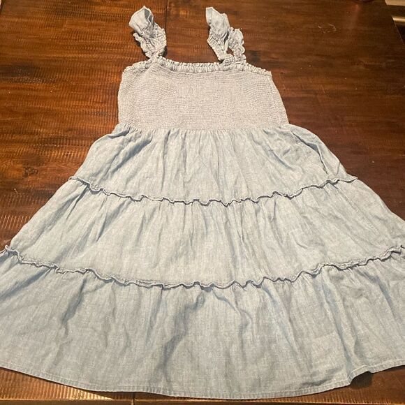 J.Crew Chambray smocked mini dress Small - Picture 3 of 11